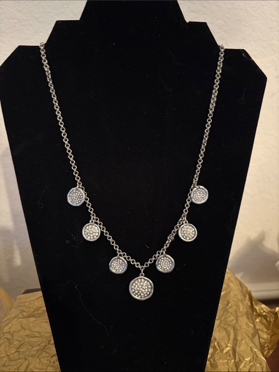 Chico's Jewelry - Chico's Silver-Tone Crystal Disc Drop Necklace